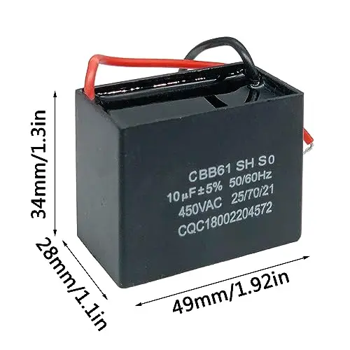 2Pcs 450V AC 50/60Hz CBB61 Ceiling Fan Capacitor 2 Wire 10uf Compatible