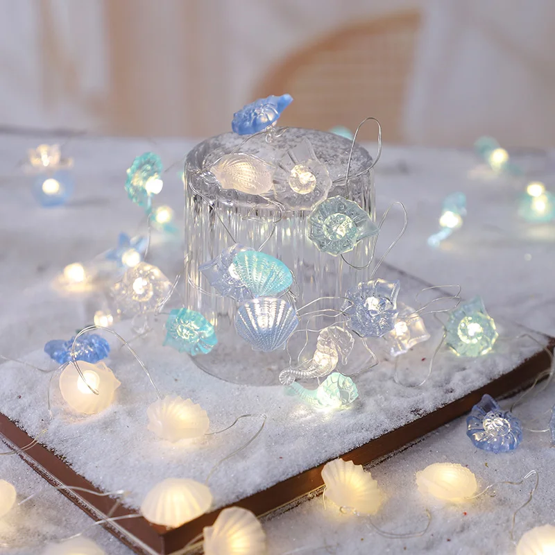 2m 20LED Ocean Seashell Starfish String Lights Under the Sea Fairy Light Mermaid Theme Birthday Wedding Party Decoration view 5
