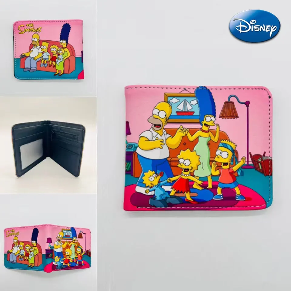 Disney Simpsons Wallet Cartoon Figure Homer Bart Men's Short Coin Purse PU Wallet Kids Card Holder Purse Party DIY Decorations