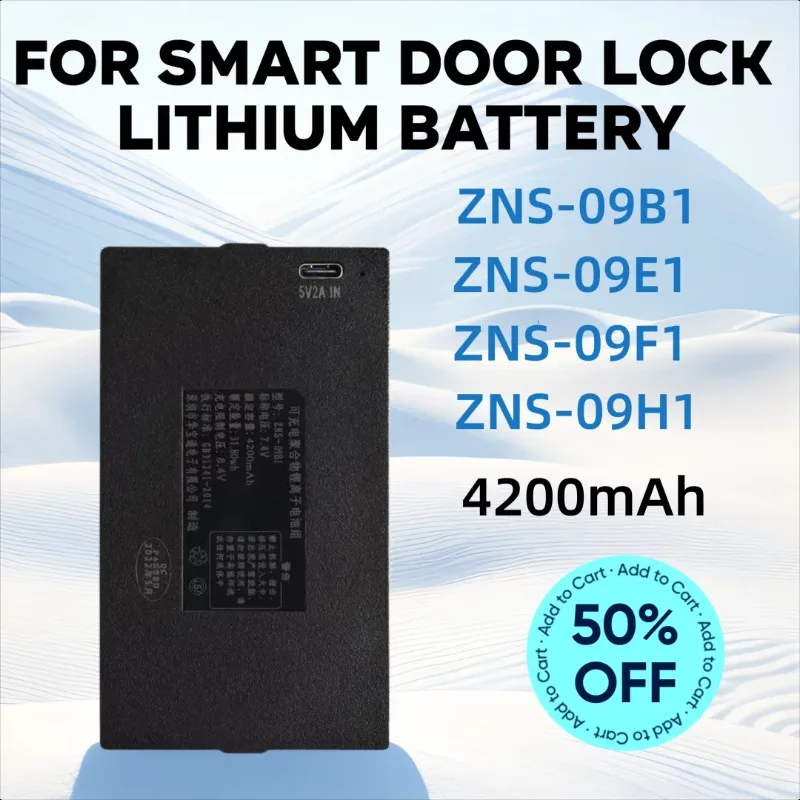 

7.4V 4200mAh for QULE ZNS-09B1 ZNS-09E1 ZNS-09F1 ZNS-09H1 Smart Door Lock Lithium Battery
