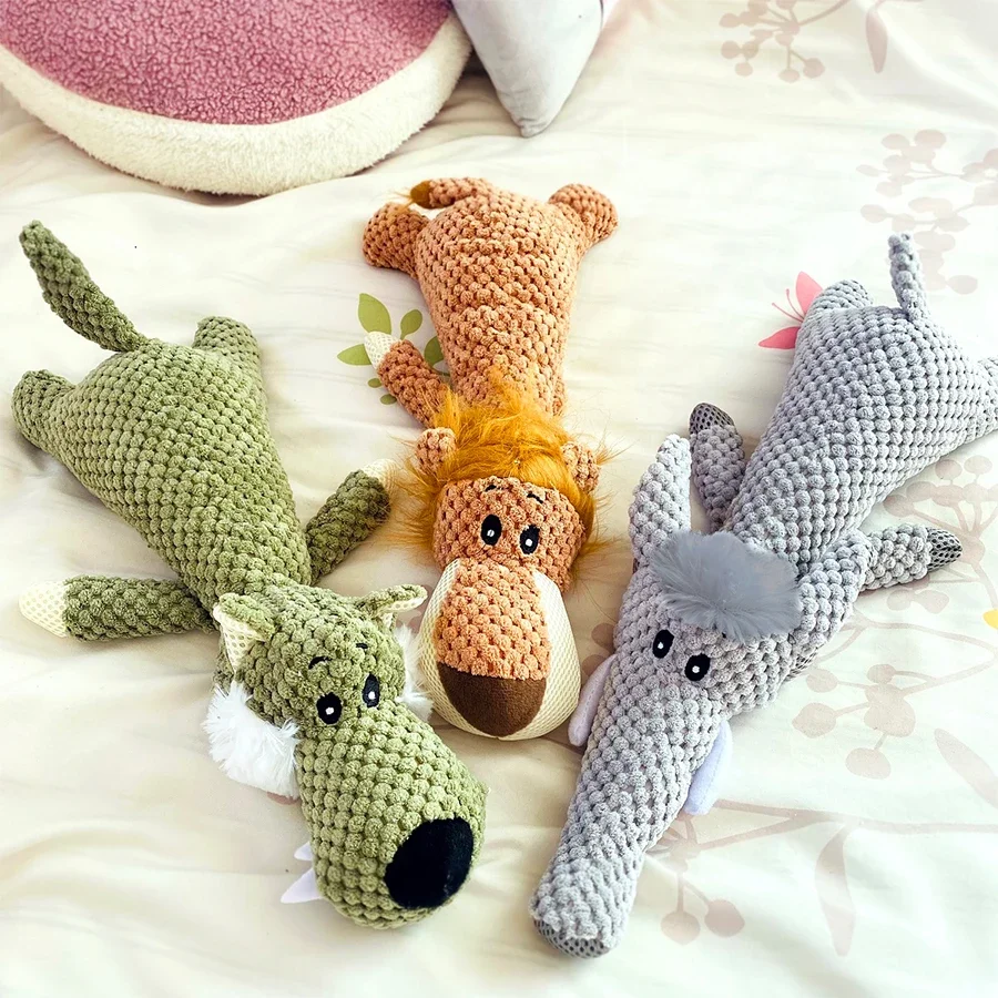 

1/3 Pcs Bite-Resistant Dog Sound Plush Toy Cartoon Animals Pet Dog Squeaky Toy Small & Medium Dogs Training & Behavior Aids