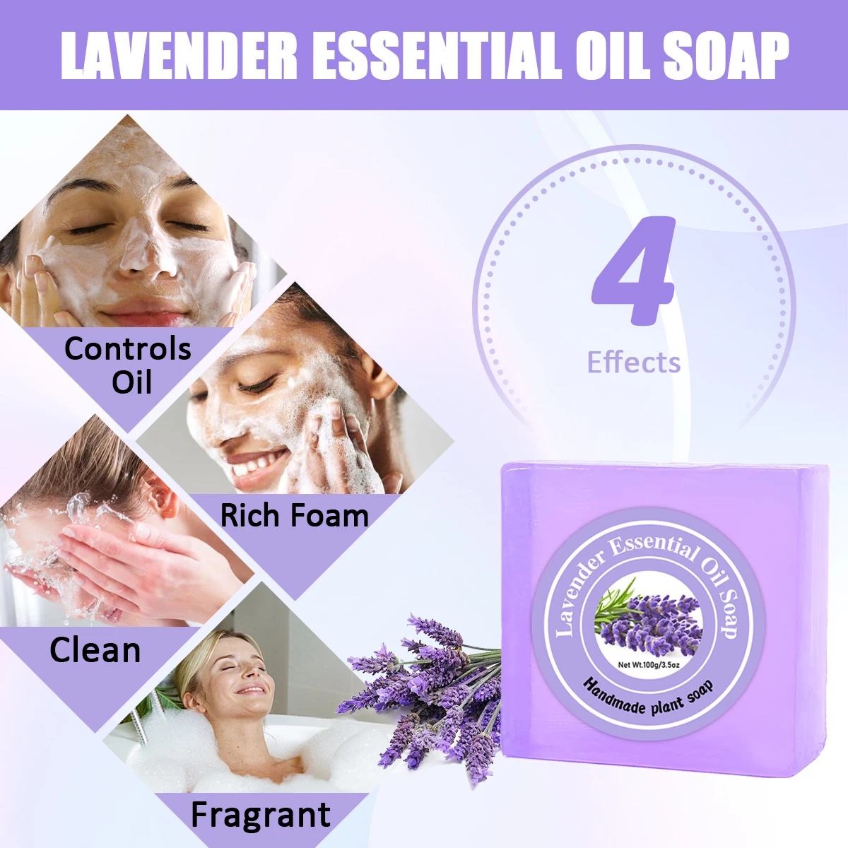 Lavender Essential Oil Body Soap - Restores Skin's Harmony, Gentle Cleansing, Relaxing Scent, All Skin Types Body Soap