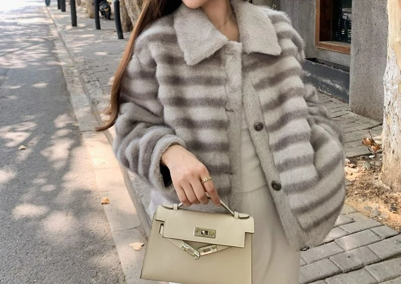 2025 automne et hiver nouvelle mode écologique tempérament fourrure veste manteau court