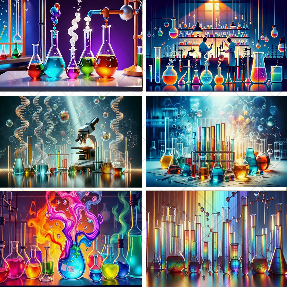 

Chemical Experiment Theme Birthday Party Decoration Banner Background Science Laboratory Backdrop Baby Shower Supplies Props