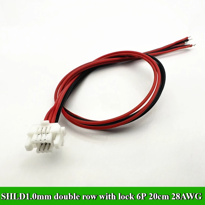 SHLD1.0mm Double Row Single Head 6P/8P/10P/12P/14P/16P Terminal Wire Length 20cm 28AWG Electronic Wire Connector