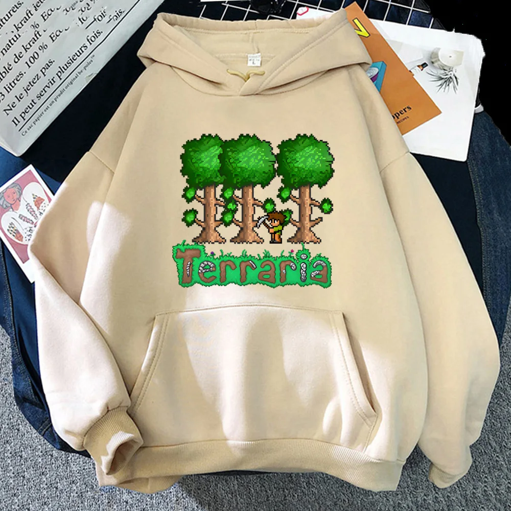 2026new terraria logotipo hoodie pixel estilo jogo de alta qualidade grunge manga longa camisolas roupas confortáveis pullovers com capuz