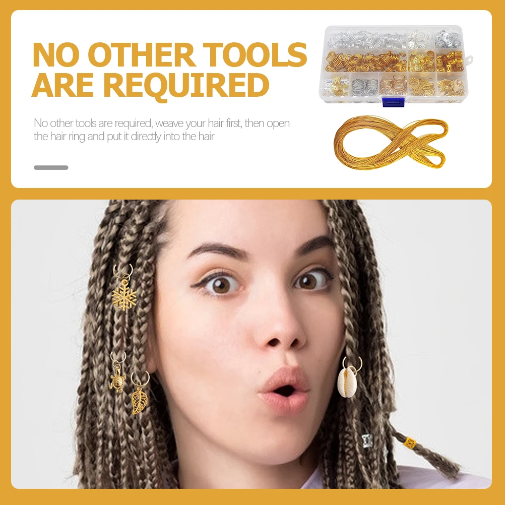 Dreadlocks Beard Hair Jewelry for Braids Spring Charms Rings Polyester Accessories