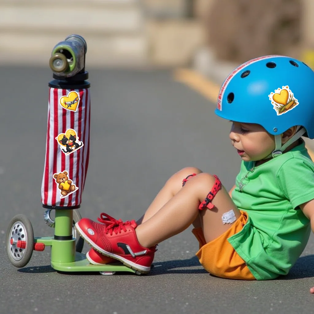 50pcs Decals Vinyl Stickers Decals Heart Stickers for Party Favors Scrapbooking