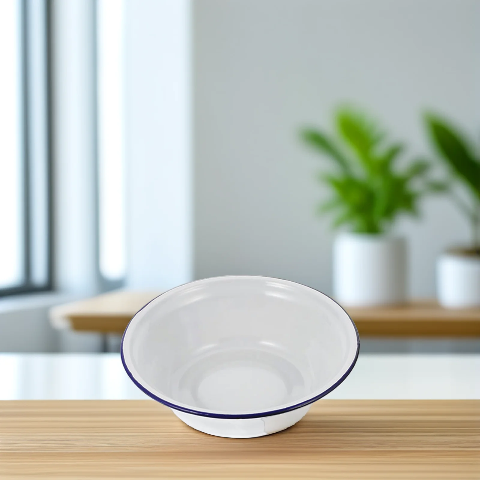 

Retro Enamel Bowl Vintage Kitchenware Large Soup Basin Deep Mixing Container Safe Material Fruit Vegetable Dough Storage