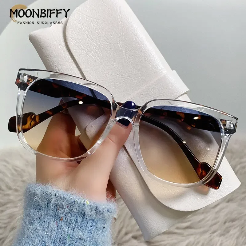 Fashion Oversized Sunglasses Woman Brand Designer Vintage Square Sun Glasses Female Gradient Shades Beach Eyewear Oculos De Sol