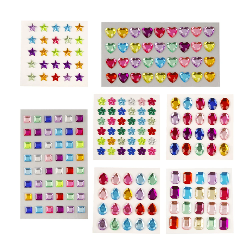 

7pcs 7 Sheets Rhinestone Sticker Set Acrylic Crystal Gems Self Adhesive Decor Craft Scrapbook Picture Frame Cell Phone Gifts