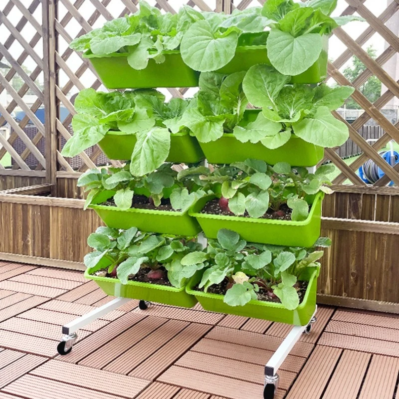 Balcony Flower Stand Set Mobile Multi Layer Vegetable Pot with Wheel Luxury Outdoor Gardener Accessories Flowerpot Wall