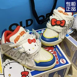 Cosplay Anime Hello Kitty Women's Sneakers Cute Cartoon Students Ligh-top Skateboarding Shoes Retro Thick Bottom Couple Shoes