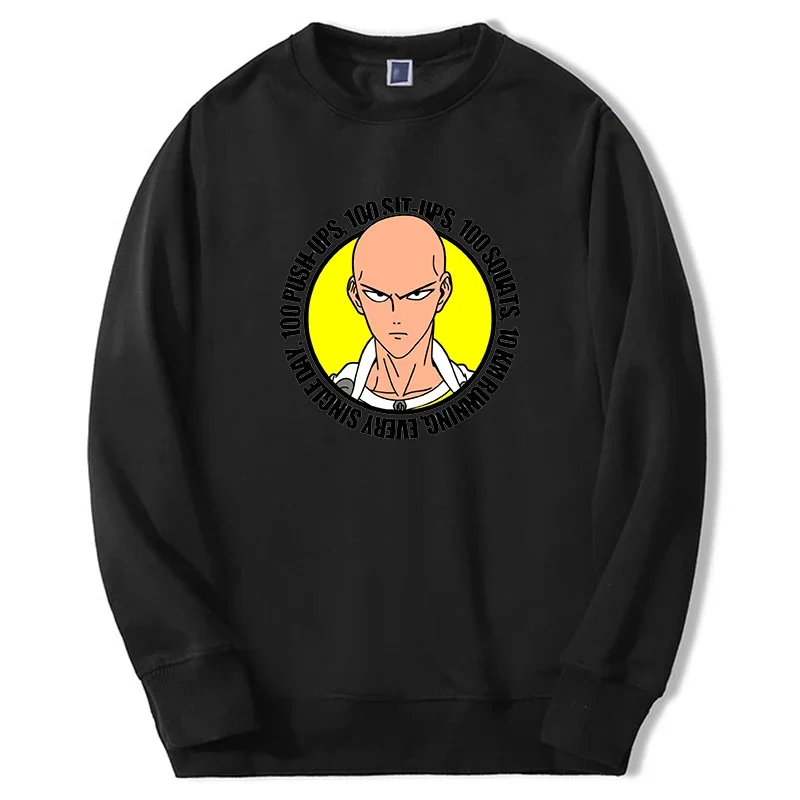 One punch man graphic hoodie Japanese anime Edo mens 2024 fashion sweatshirts casual crewneck round neck moletom sportswear