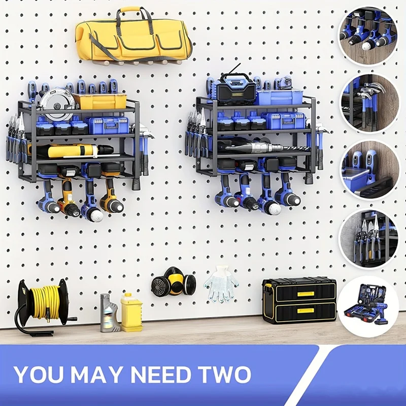 Metal Wall Mounted Tool Holder, Multifunctional Power Tool Rack, Household Hardware Storage Rack, Electric Drill Rack