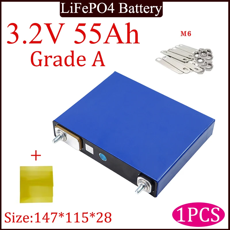 1PCS New grade A Lithium Iron Phosphate Batteries 3.2V 55Ah 12V 24V 55000mAh High Capacity Battery Engine Modification, Tax Free