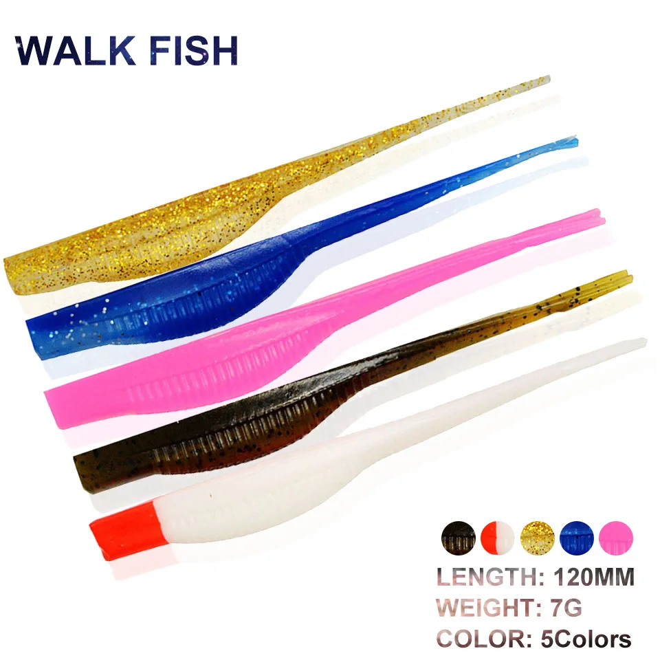 

WALK FISH 5PCS/LOT 120MM/7G Soft Worm Fishing Lure Rubber Simulation Loach Artificial Baits Trout Pike Pesca Fishing Accessories