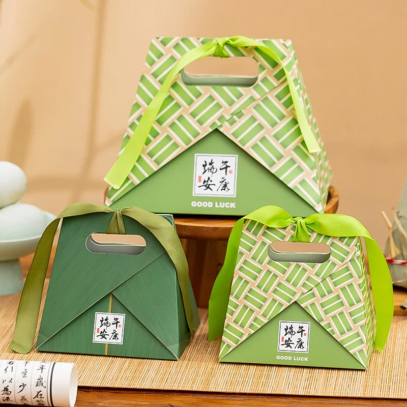  Zongzi Gift Box Individual Kindergarten Crystal Green Rice Cake Packaging Box Small Size Traditional Chinese Festival Gift