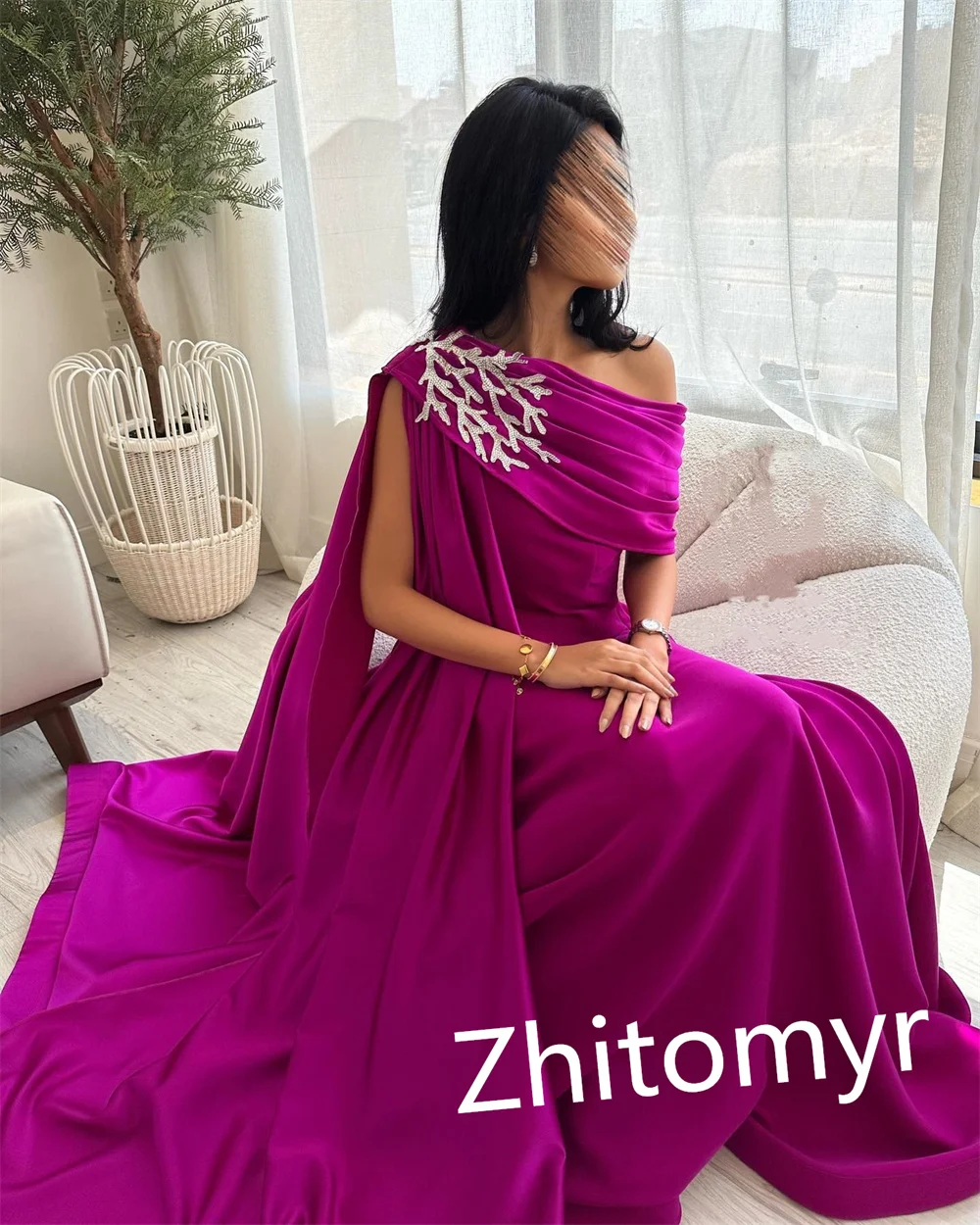 Customized Simple Prom Available  Asymmetrical One-Shoulder A-line  Dress Formal Ocassion Gown Paillette / Sequins Satin vestido