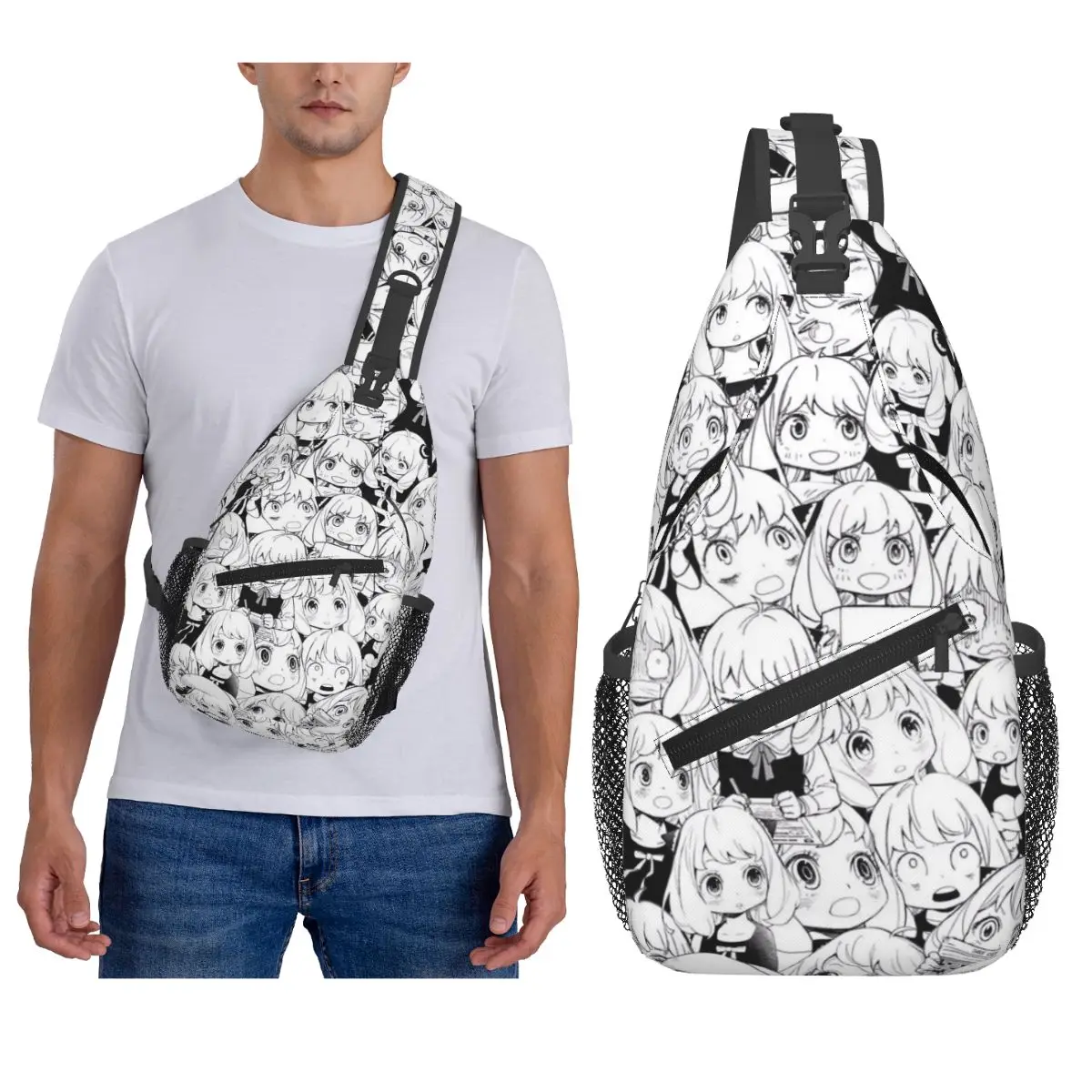 

Anime Spy X Family Anya Forger Pattern Chest Bag Men Sling Crossbody Backpack Chest Bag Traveling Hiking Daypack Shoulder Bag