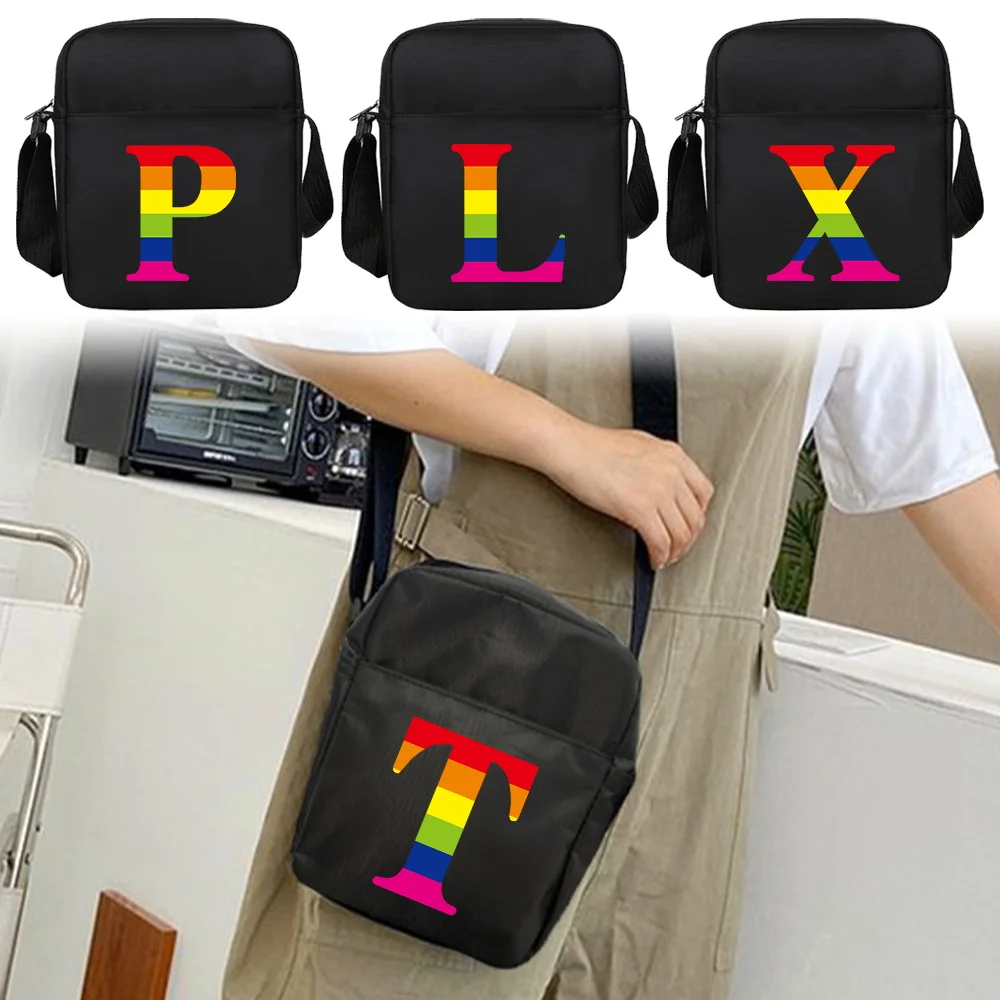 Cross Bag Shoulder Bags Messenger Sling Bags for Unisex Small Zipper Crossbody Pouch 2024 Printing Rainbow Letter Series Men Bag