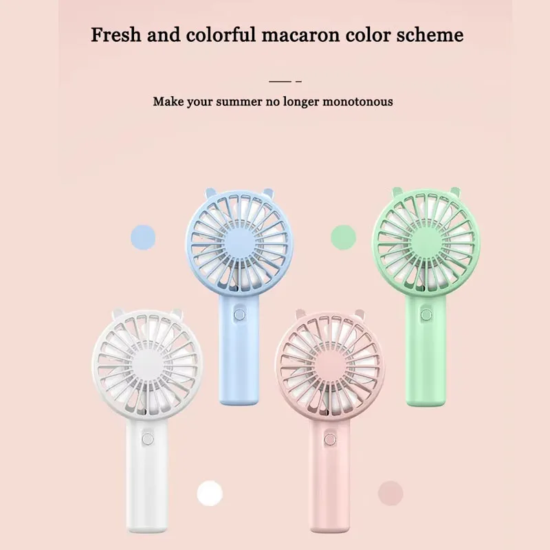 Mini Handheld Fan Portable USB Rechargeable with Desk Base Small Makeup Eyelash Cooler for Women Girls Outdoor Office Use White