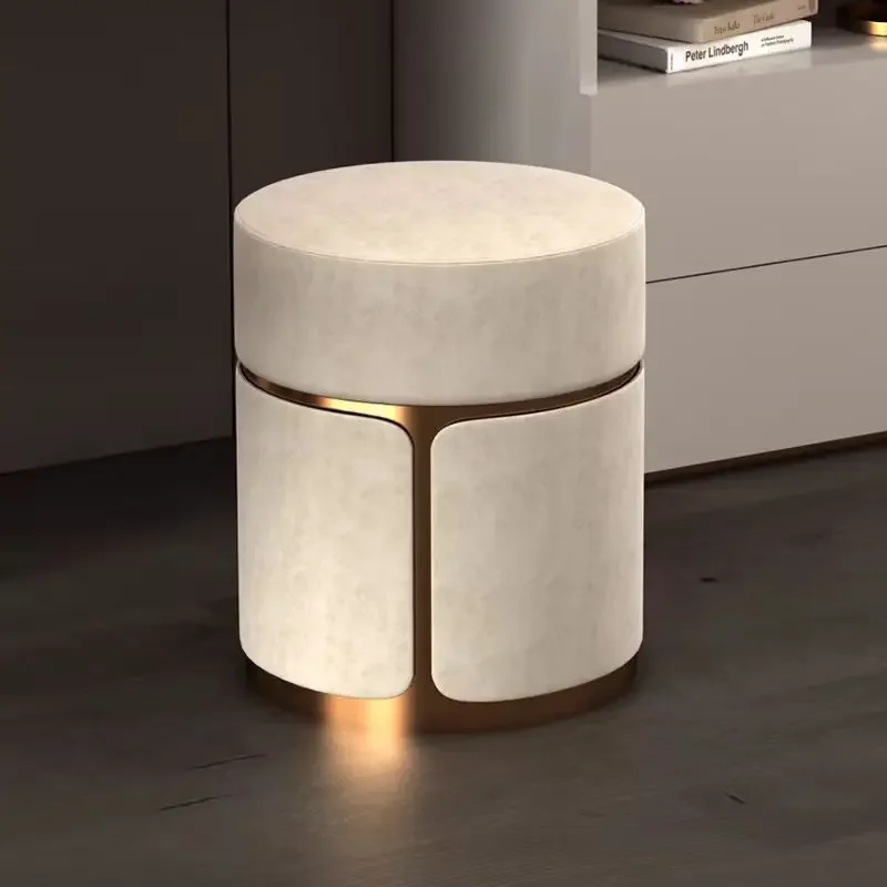 

Light Luxury Makeup Stool Ins Style Internet Celebrity Girl Bedroom Dressing Chair Home Living Room Simple Round Stool