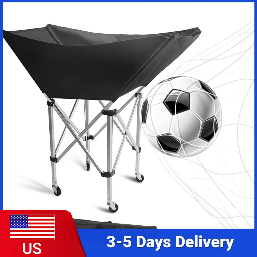 

28 Balls Collapsible Hammock Ball Cart with Carry Bag Sports Ball Equipment Storage Cart w/ Wheels for Indoor & Outdoor