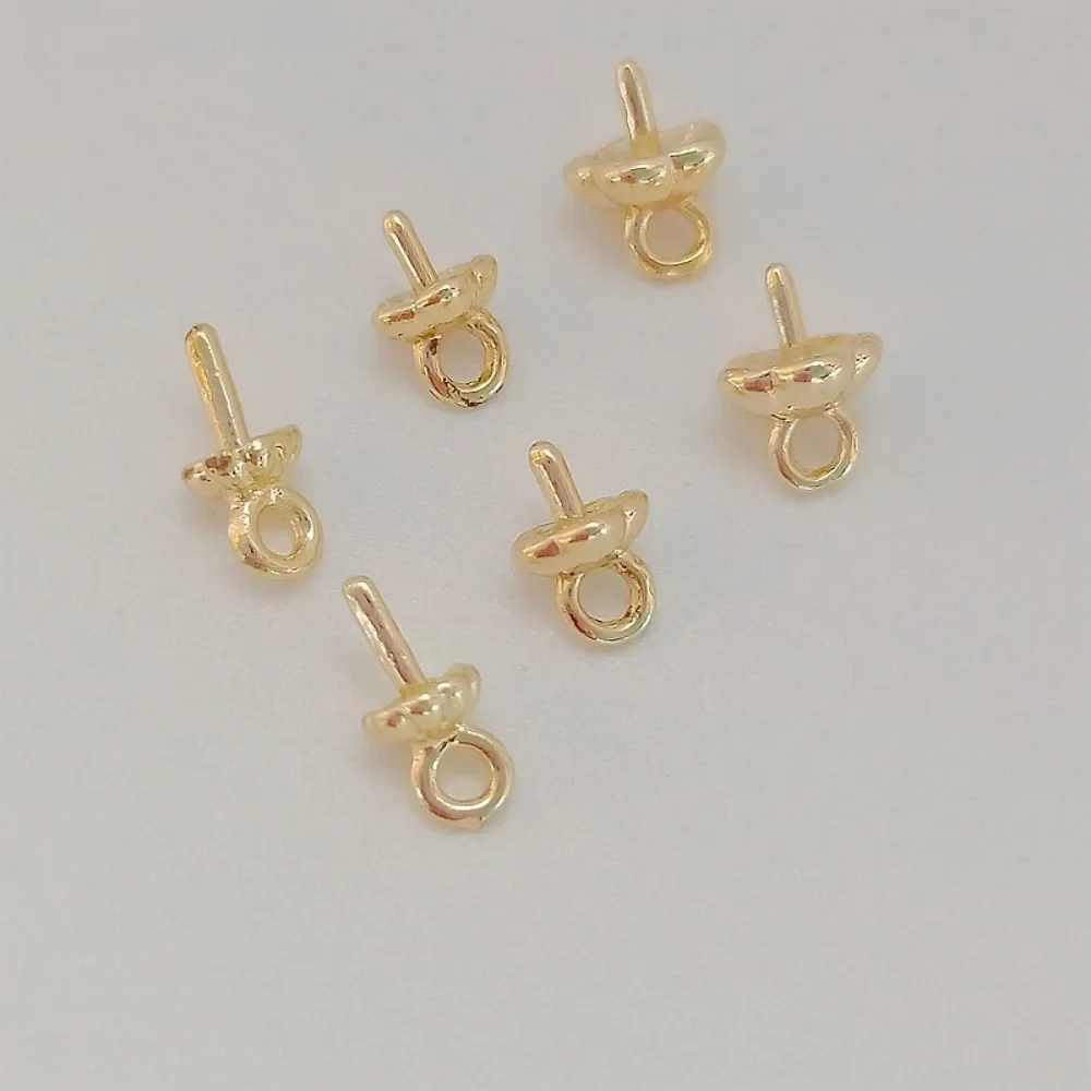 

14K Gold-plated Pendant Bead Holder, Half-hole Pearl Bead Hat Flower Holder, Diy Handcrafted Jewelry Accessory Materials