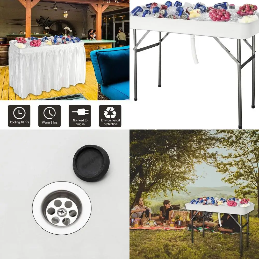 

Складной большой стол-холодильник с подходящим чехлом – портативный для вечеринок, кемпинга, барбекю и пикников