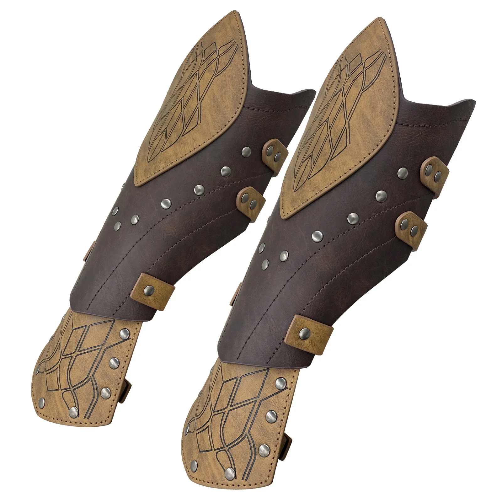 Medieval Knight Print Splicing Armband Leather Retro Punk Wide Archery Arm Guard Viking Bracer Gothic Cosplay Accessories