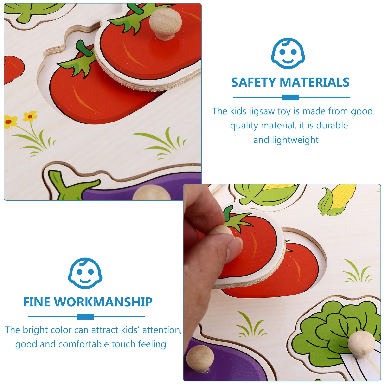 

1Set Wooden Vegetable-Themed Jigsaw Puzzle Educational Plaything for Toddlers Safe Material Bright Colors Happy Childhood