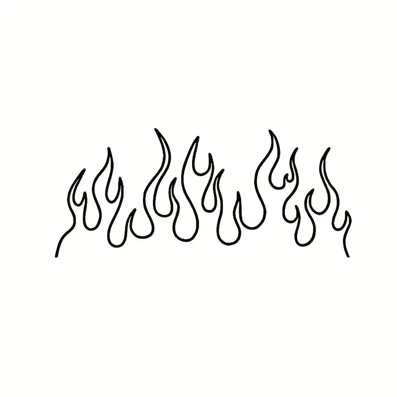 1Pc Minimalist Black White Flame Vinyl Sticker, Waterproof Decal for Car, Motorcycle & Bike Decor