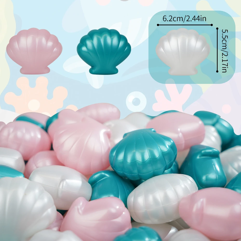 5.5cm 볼풀 공 조개 모양 100개 진주 다색 어린이 놀이용 파티 장난감 크리스마스 장식