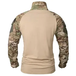 Camiseta táctica ripstop manga larga con cremallera camuflaje