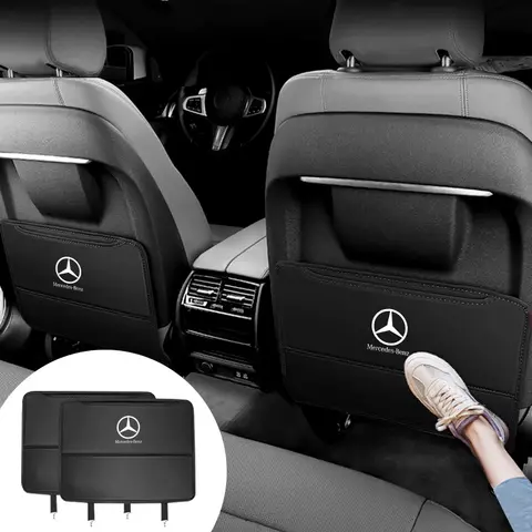 자동차 안티 킥 매트 메르세데스 벤츠 AMG W212 W204 W211W168 W213 W205 W210 W124 C E S 클래스 GLK 용 자동 시트 백 보호대 커버