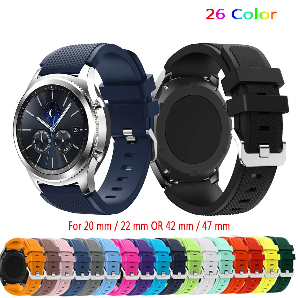 Silicone Watch band soft for Samsung Gear S2 S3 Classic Frontier huawei watch gt Galaxy watch 42mm 46mm Watchbands 20mm 22mm