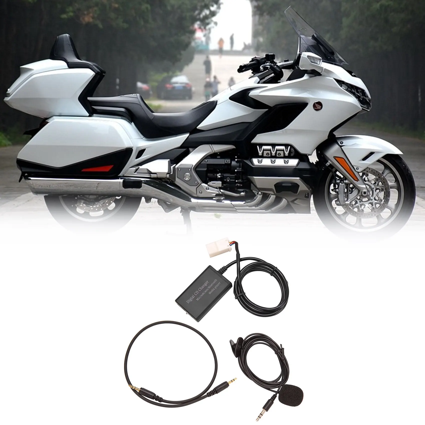 A21E-Motorcycle USB AUX Bluetooth Car Digital Music CD Changer Adapter For Honda Goldwing GL1800