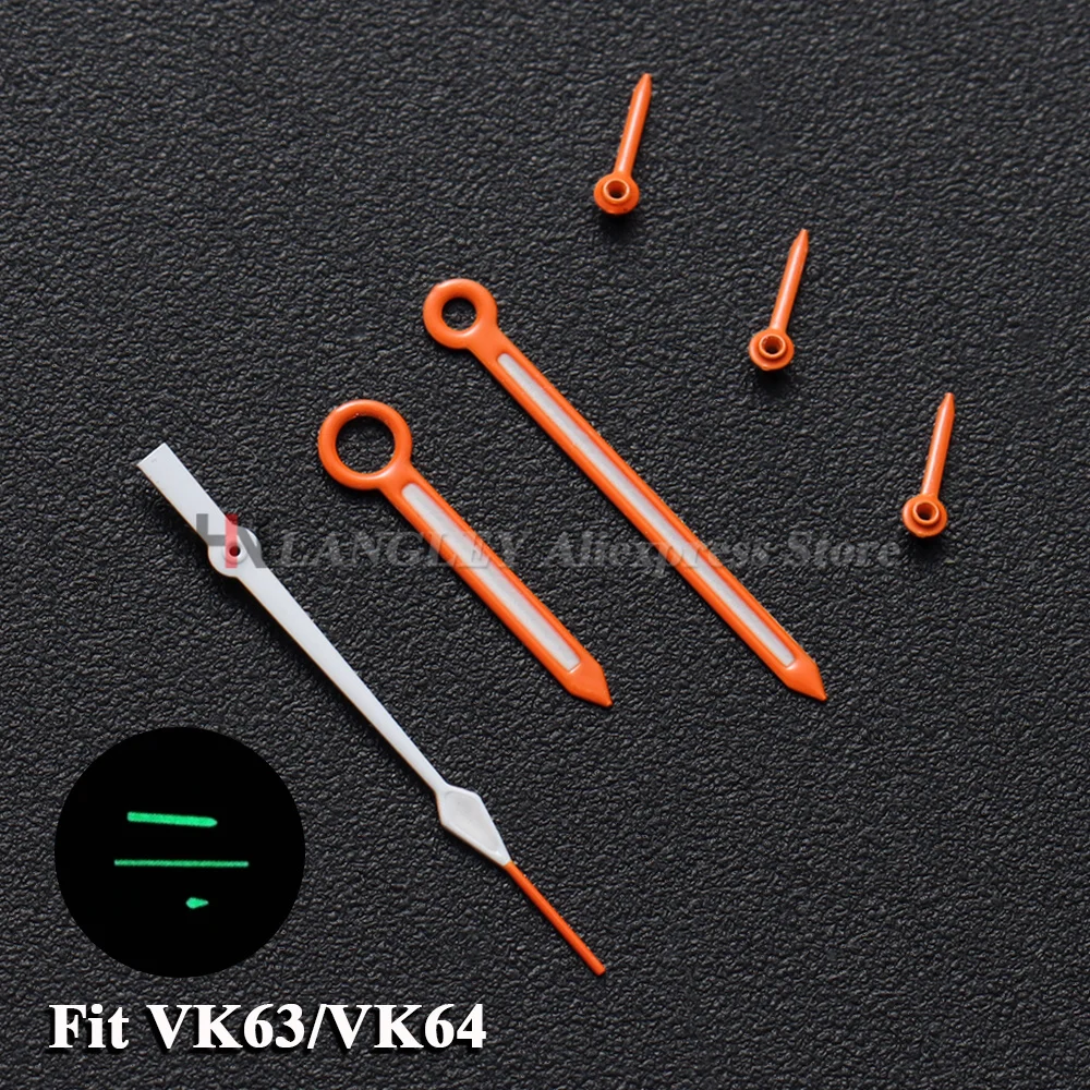 Watch Hands Fits VK63 VK63A quartz Movement Hands Green Luminous For Speed Master Hand VK63 Hand VK64 6 Hand Watch Accessories