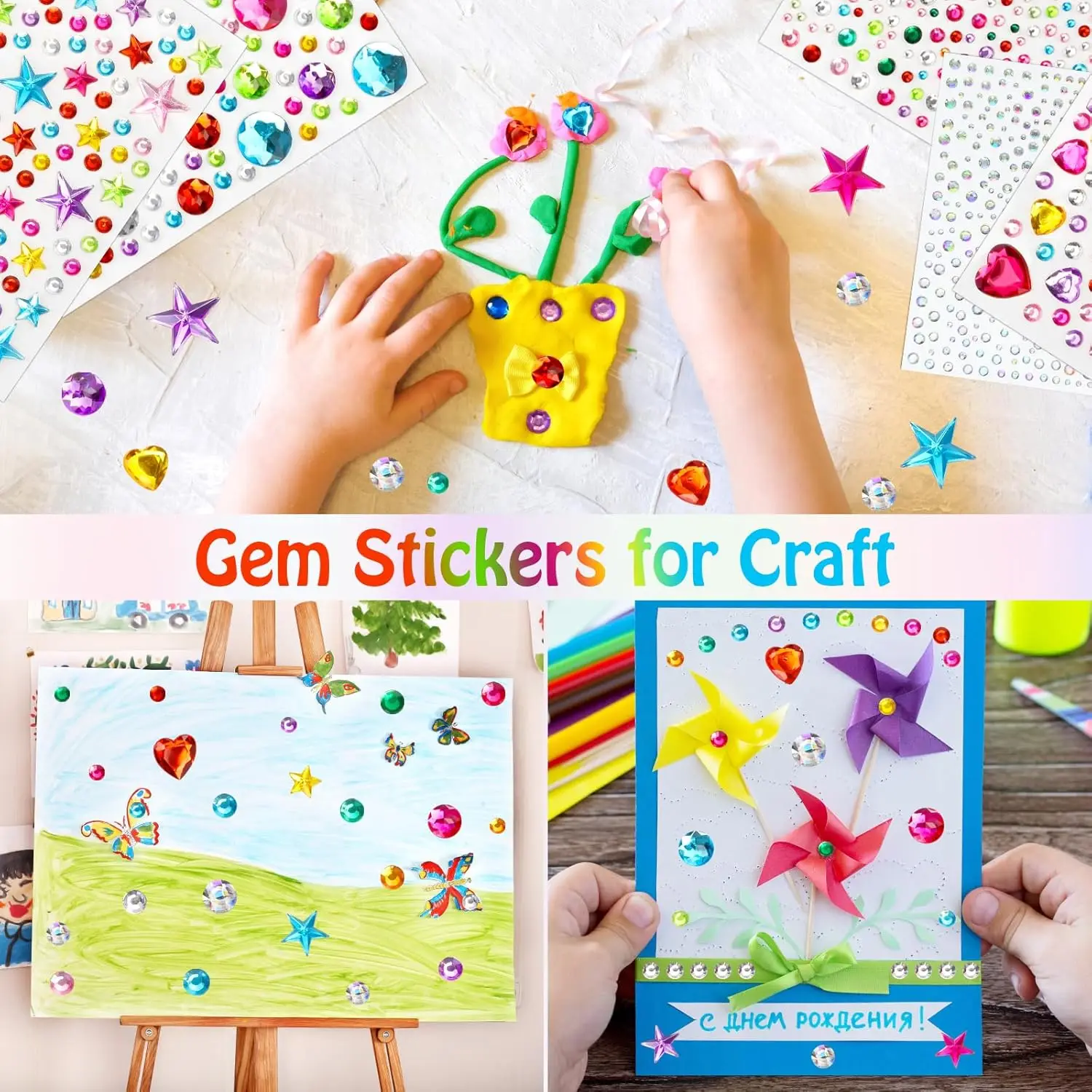 971 DIY Self-adhesive Rhinestone Gemstone Stickers, Sparkling And Cute Star Center Circle Stickers For Women And Girls As Gifts image 6