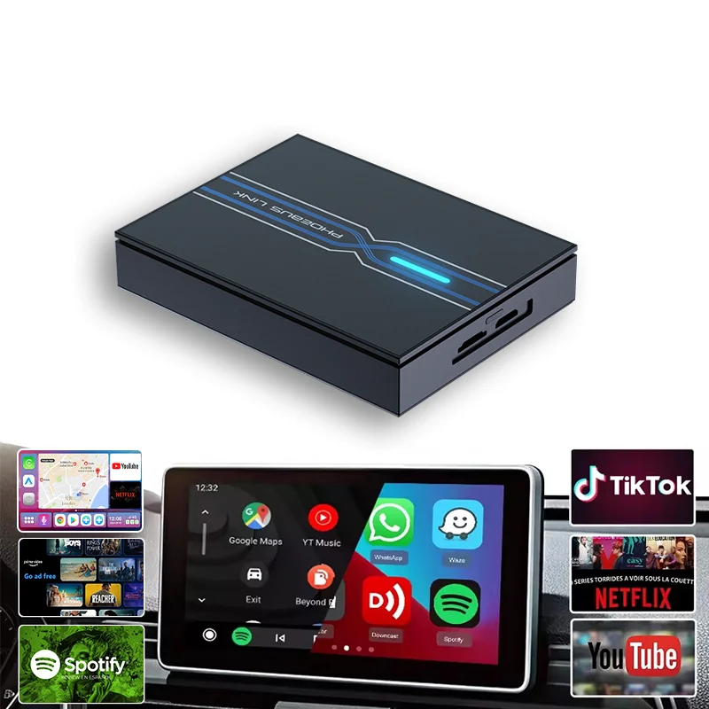 Wireless Carplay AI Box with 4G LTE High Definition Streaming Google Store App Access HD MI Connectivity for AppleAuto