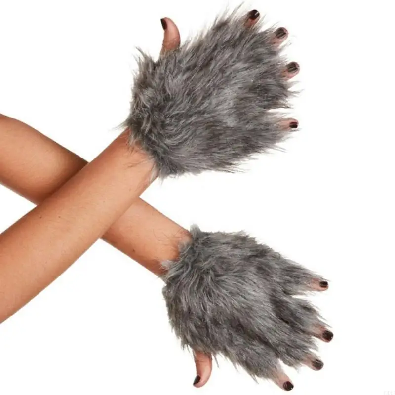 Y3NE Guanti Zampe Lupo Guanti Zampe Gatti Zampe Volpi Animali Guanti senza Cosplay Halloween Fancy Party Costume