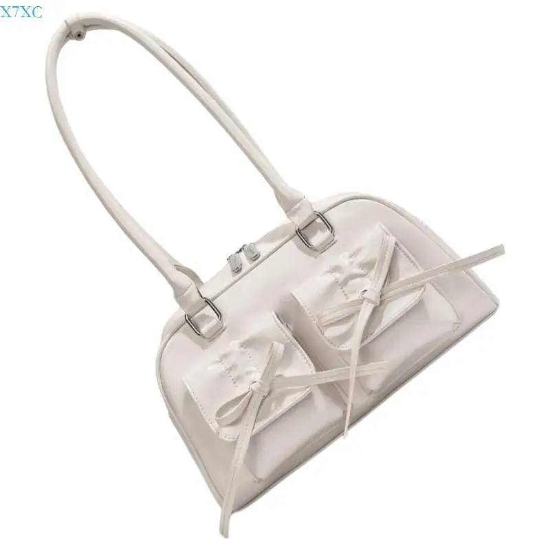 

X7XC 2024 Новые сумки для плеча Bowknot с твердым цветом сумки подмышки для подмышки для девочек женские пакеты модные сумки