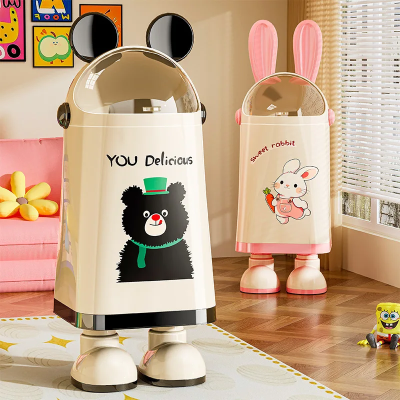 

Creative Cartoon Waste Bins Large-capacity Flip-top Double-bucket Storage Waste Bins Living Room Bathroom Home Spazzatura JTW