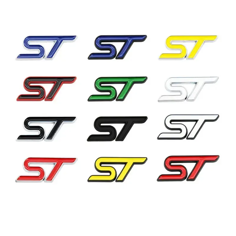 3d Metal Letter ST Badge Car Steering Wheel Sticker Decals For STLINE Fiesta Ecosport Mondeo Fusion Focus Kuga Accessories