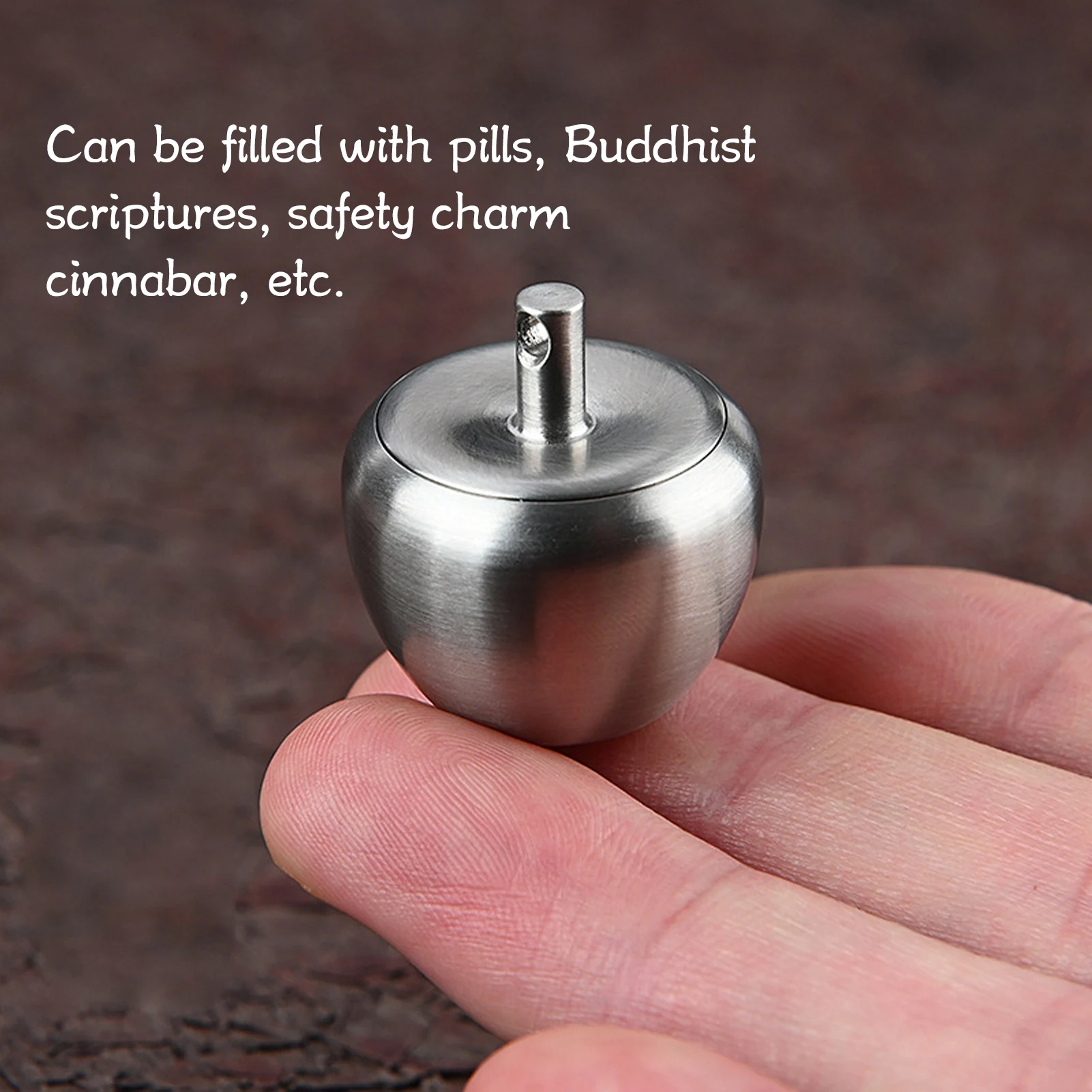 Mini Medicine Jar Shape Stainless Steel Pill Case Drop Resistant For Cinnabar For Safety Charm For Buddhist Scriptures