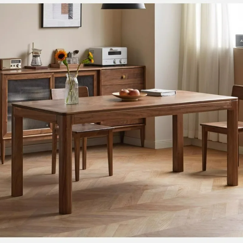 

Solid wood dining table North American black walnut simple eating table restaurant home straight leg large board table modern