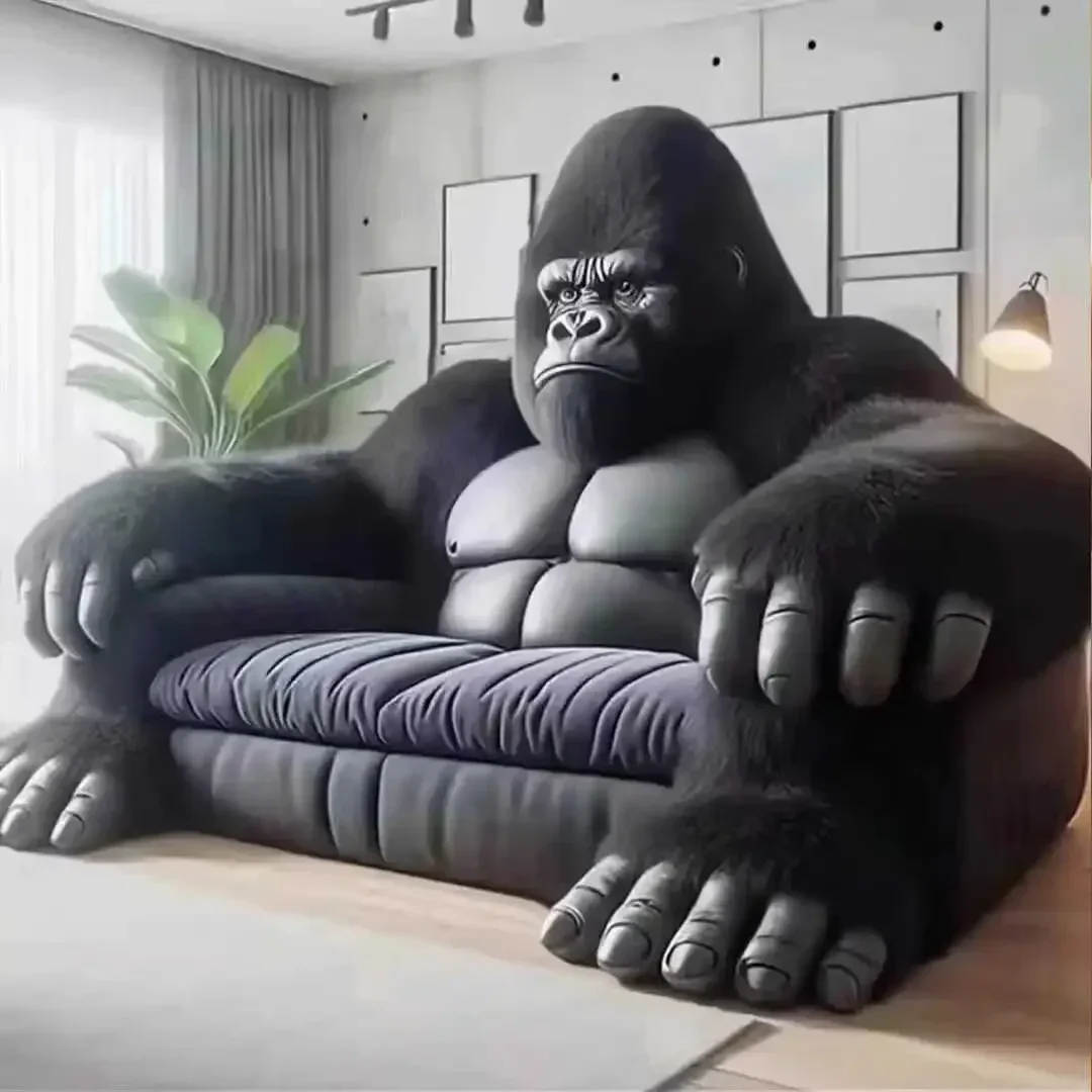 Gorilla Sofa Living Room Furniture Two-Dimensional Diamond Sofa Bedroom Bed Creative Large Animal Leather Sofa Bed