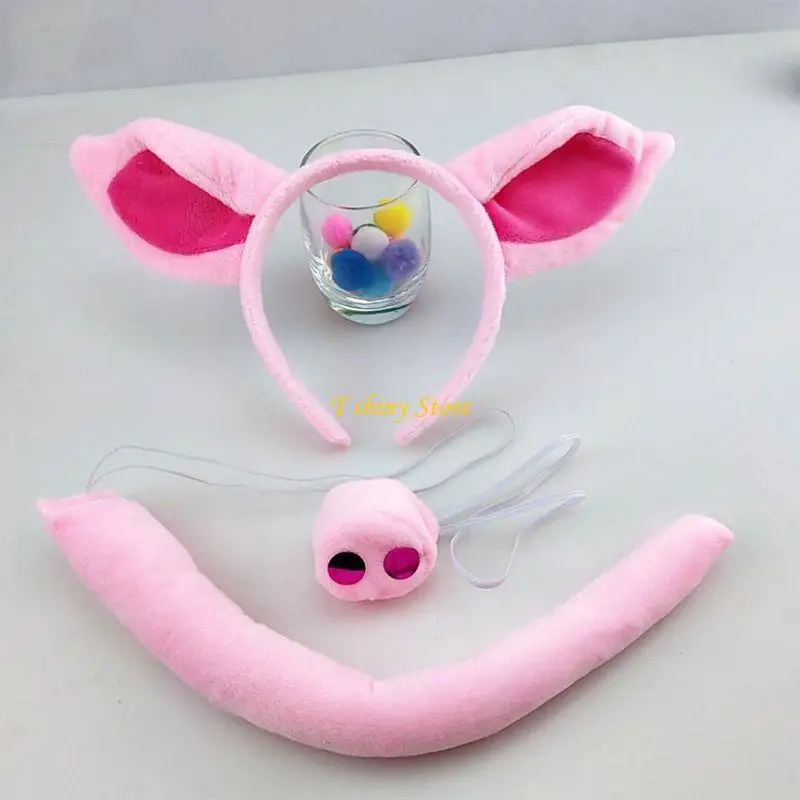 N58F Porco Pig Band Boar Nariz Canela do traje fantasia Conjunto halloween Couca animal