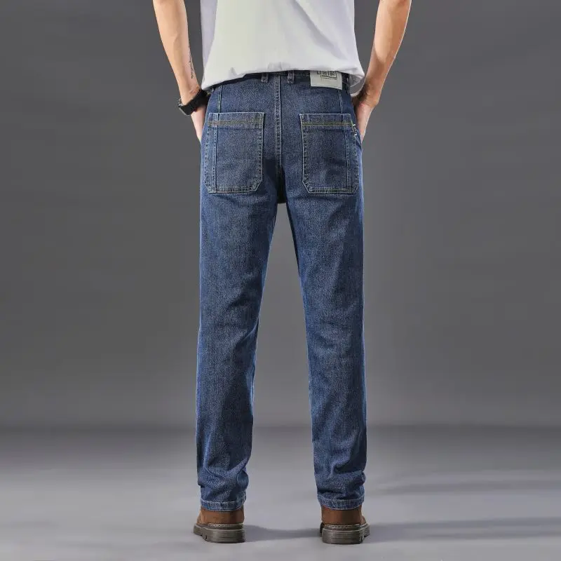 Pantalones vaqueros con bolsillos para hombre, Jeans Cargo cómodos, pantalones de trabajo rectos para jóvenes, pantalones ajustados con bolsillos grandes, marca de moda, 2023